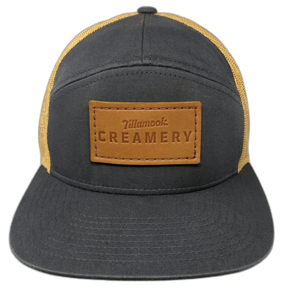 Tillamook Creamery Trucker Hat Black Yellow One Size Leather Patch Snapback